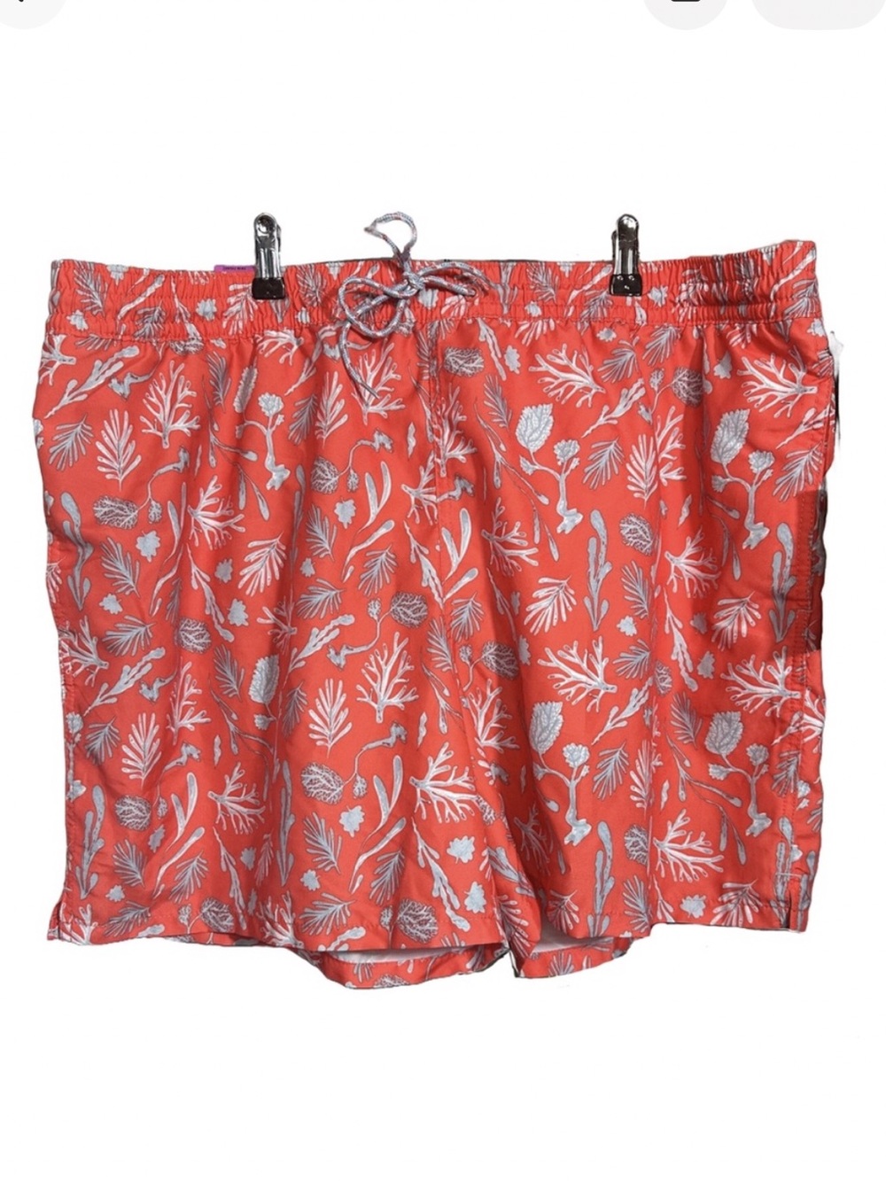 Goodfellow Co Swim Trunks Swimsuit Coral Leaf Plant Print Mens XXL Red Grey NWT